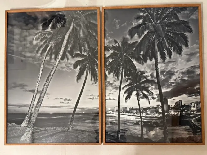 Quadro díptico Farol da Barra Coqueiros em Preto e Branco - novo