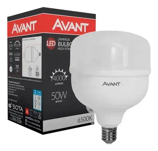 Lâmpada Bulbo Led 50w E27 Bivolt 6500k Alta Potência Avant