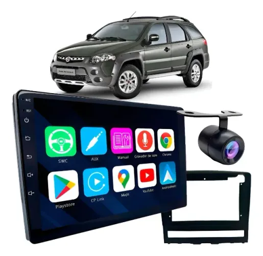 Kit Multimidia Android 9'' Palio Adventure 2008/2012 Moldura - Preto