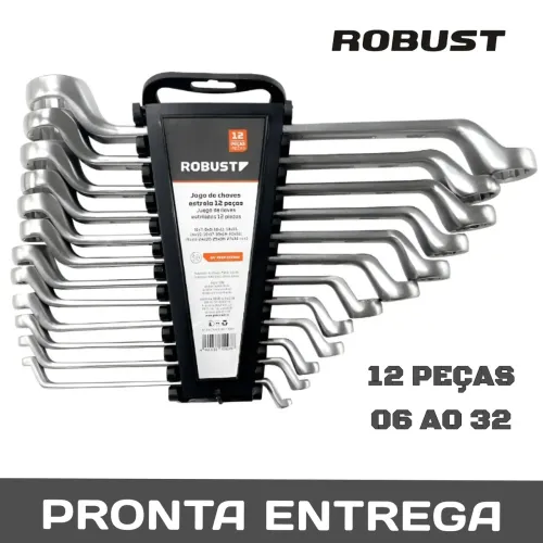 KIT CHAVE ESTRELA/ ESTRIADO ROBUST 12 PEÇAS 6 AO 32 - PROFISSIONAL 