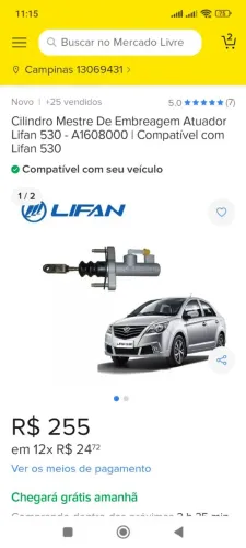 Cilindro mestre de embreagem atuador Lifan 530