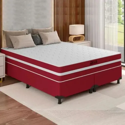 CAMA BOX QUEEN COLCHÃO+BASE 158X198 MOLAS ENSACADAS