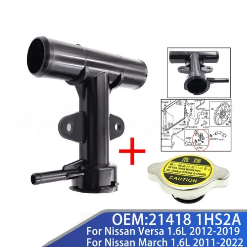 Flange do Radiador com Tampa Nissan March 1.0 / Versa - Tiida 1.6 2012 à 2014