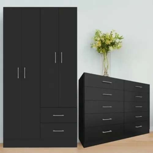 Guarda-Roupa 4 Portas Panamá 4002 + Cômoda 10 Gavetas,Pronta Entrega