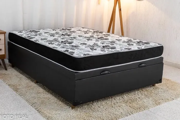 Colchão Casal D33 + Base Bau Corino SUPER OFERTA rf75