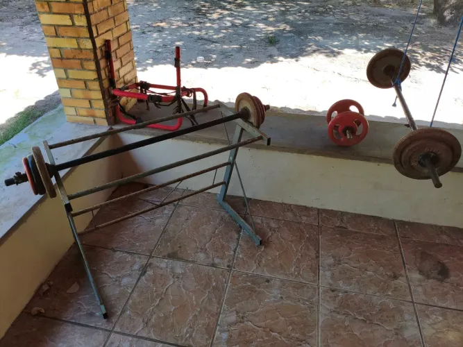 Kit Musculação Completo - Anilhas + Barras + Suporte/Cavalete