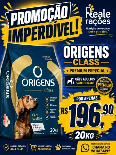 Ração Origens Class cães adultos raças médias e grandes 20kg + entrega grátis