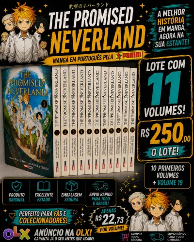 MANGA THE PROMISED NEVERLAND PT VOLUMES 1 AO 10 + 19 (LOTE COM 11 VOLUMES)