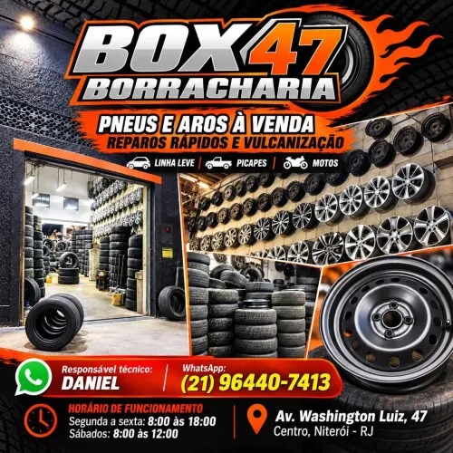 Box 47 Borracharia | Pneus, Aros, Vulcanização e Reparos
