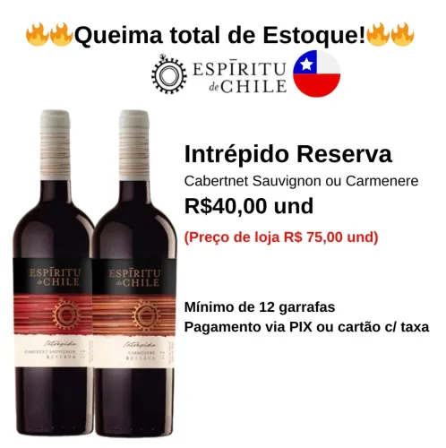 QUEIMA DE ESTOQUE - VINHO CHILENO ESPIRITU DE CHILE INTRÉPIDO RESERVA ?