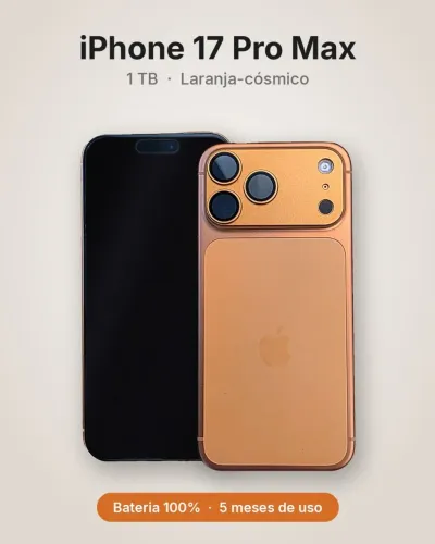 iPhone 17 Pro Max 1TB - Bateria 100% - 5 meses de uso
