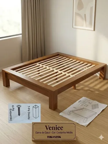 Cama Queen de Madeira Tok Stok