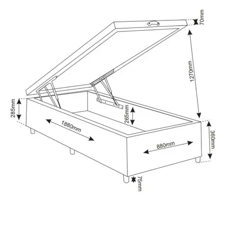 Cama solteirão Box baú