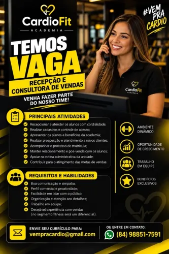 Vaga de emprego - Consultora de Vendas