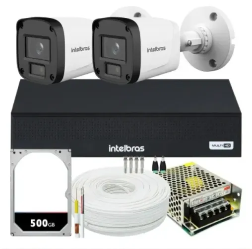 Kit Cftv 2 Cameras Full Hd Vhl 1220 Dvr Intelbras 1004-c 4x1