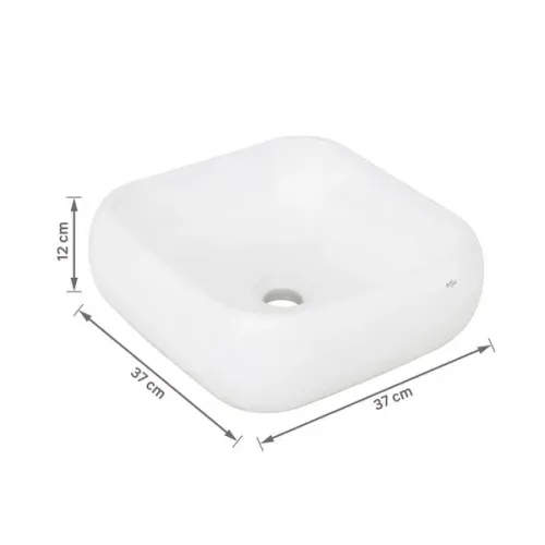 Cuba para Banheiro de Apoio Louça Quadrada Branca 37x37cm Orleães Sensea