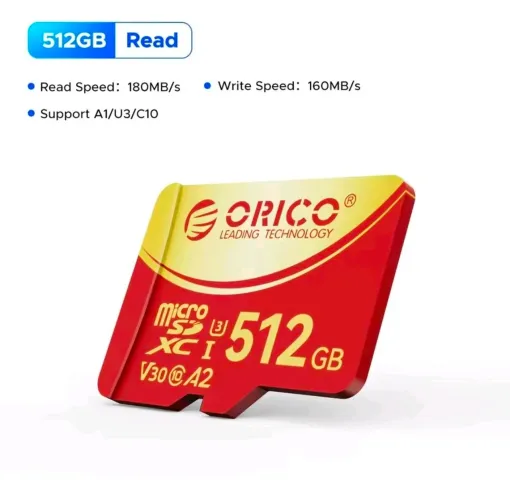 Cartão de Memória Micro SD Orico 512GB 180mb/s