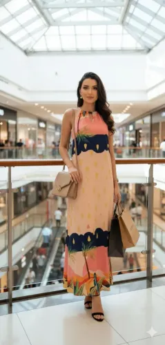 Vestido estampado M longo produtos femininos