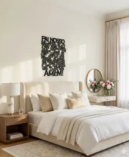 Painel Oração Pai Nosso Em Relevo Mdf 3mm Sala Quarto Parede