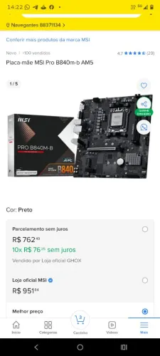 Placa mãe Msi Pro B840m-B AM5