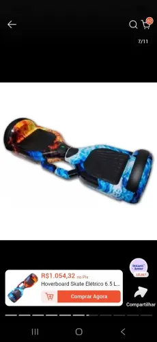 Hoverboard Skate Elétrico Kodi - Design Exclusivo Fogo e Gelo (Com Alça e Carregador)