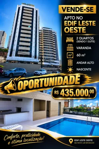Vendo Apto com 2 quartos sendo 60 m² nascente no Leste Oeste