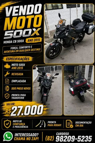 Moto 500x 2015 revisada dois pneus novos emplacada pronta pra transferir