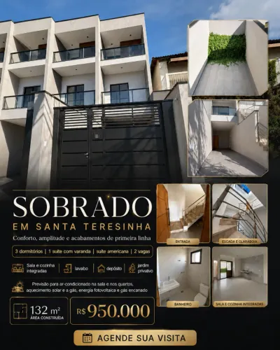 Sobrado em Santa Teresinha - ZN/SP, 3 quartos, suíte e 2 vagas
