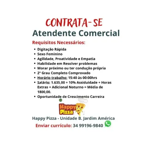 Atendente Pizzaria Delivery