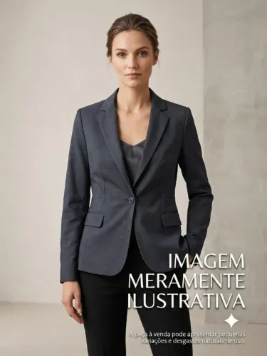 Blazer Feminino Soprano Cinza Chumbo Alfaiataria - Tamanho P
