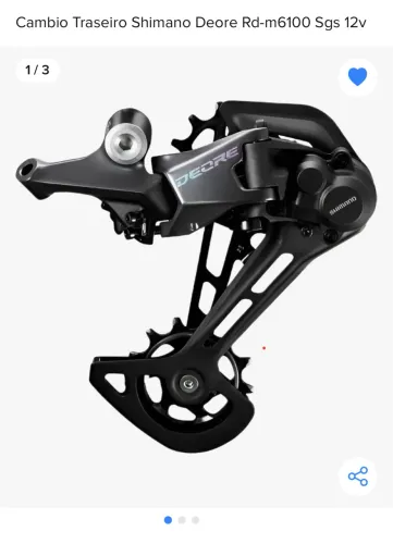 Cambio Traseiro Shimano Deore Rd-m6100 Sgs 12v Preto Longo