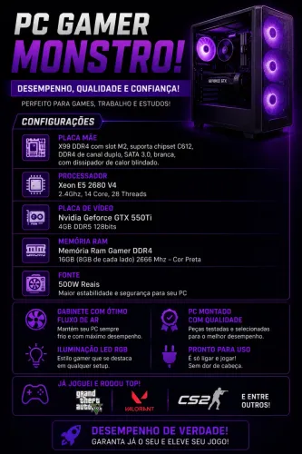 Pc gamer (completo), pronto pra uso.