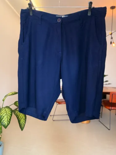 Bermuda GG Masculina Polo Azul Marinho de Linho Leve