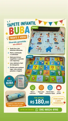 Tapete Infantil Buba Dupla Face Dobrável