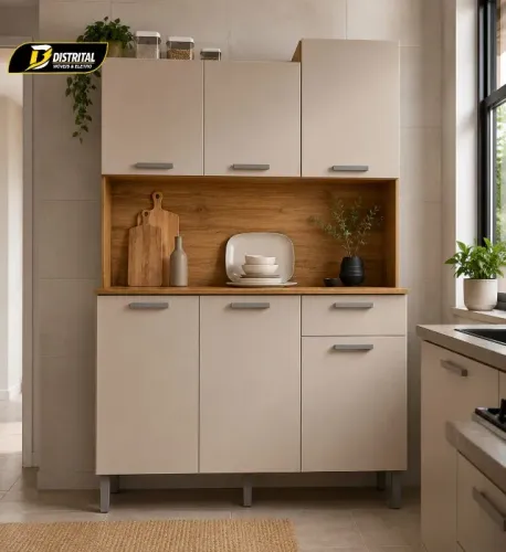Armário de Cozinha 100% MDF Gênova 6 Portas 1 Gaveta Prnta Entrega