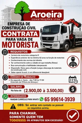 CONTRATAMOS MOTORISTAS CAT D
