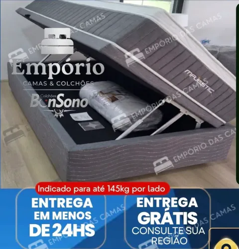 Cama bau solteiro base e colchão D33 molas pocket