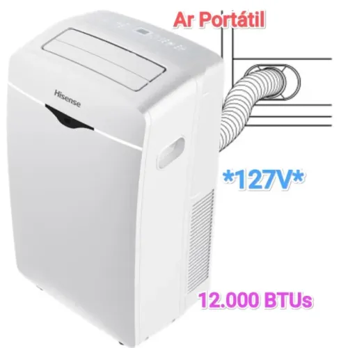 Ar Condicionado Portátil Hisense 12.000 BTUs + Nota + Garantia Fábrica + Cartão 12x
