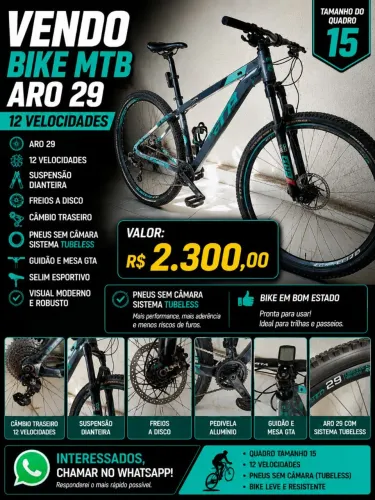Vendo esta bike aro 29 quadro 15 /12 velocideda