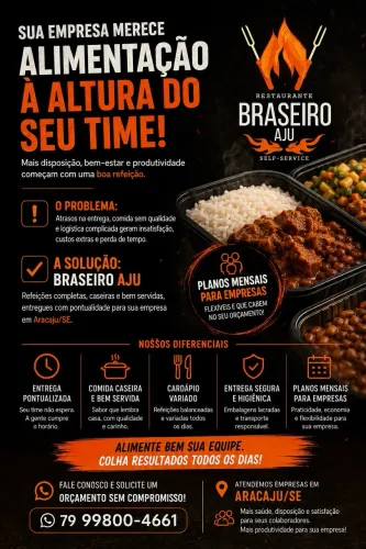 Braseiro Aju restaurante trabalhamos com quentinha exclusiva para empresas