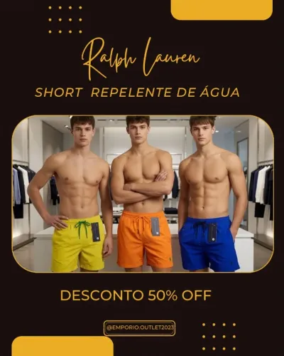 Short Ralph Lauren Repelente de água de 16,5 cm Importada.50%OFF