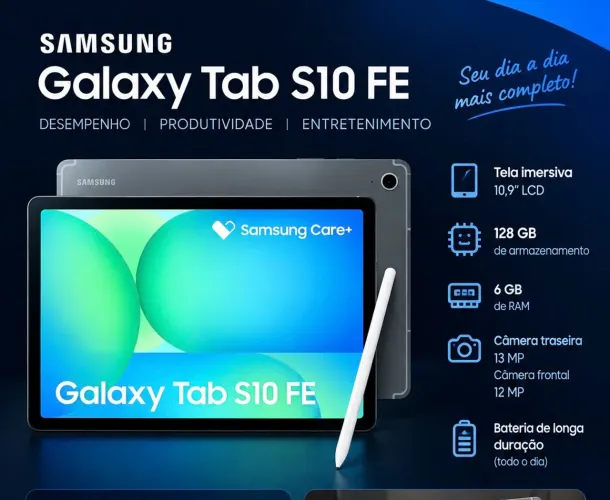 Samsung Galaxy Tab S10 FE 128GB | Único Dono | 6 Meses de Uso | Original Samsung