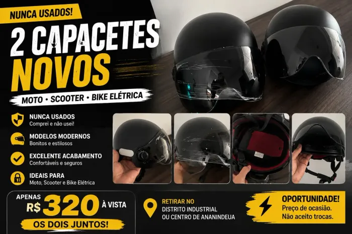 2 CAPACETES NUNCA USADOS
