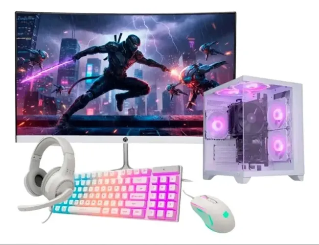 PC GAMER COMPLETO + CADEIRA GAMER + CONTROLE COM FIO