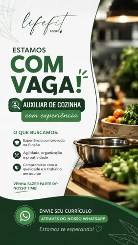 Vaga para Auxiliar de Cozinha 