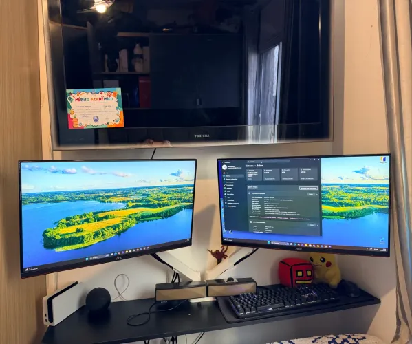 PC Gamer Completo: i5 10ª + RX 6600 + Dual Monitor + Periféricos + Suporte