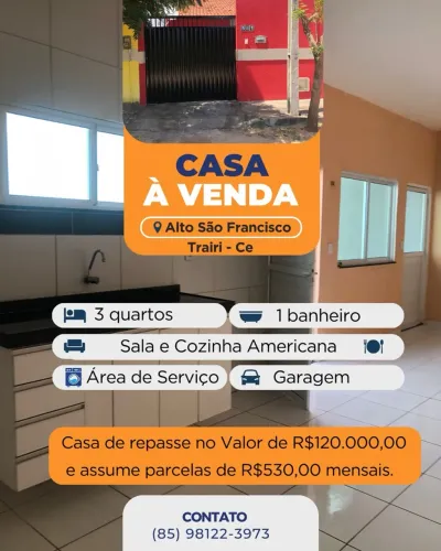 Casa a venda em Trairi (Repasse) aceito carro no negócio
