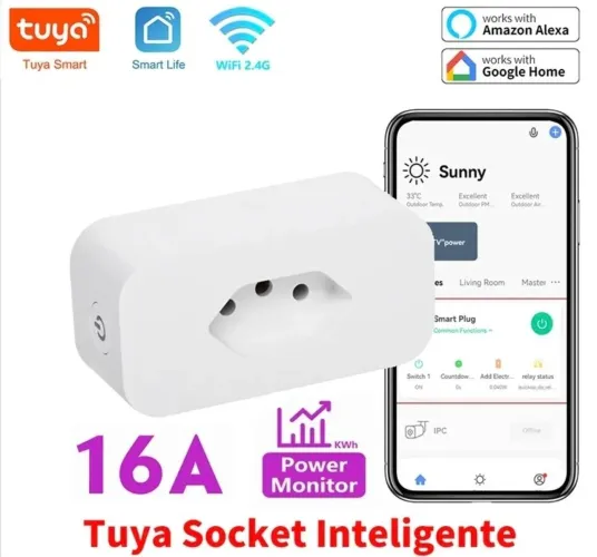 Tomada Inteligente 16A Aplicativo Tuya Smart Life