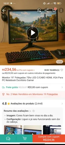 monitor 19 polegadas