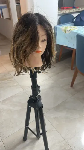 Cabeça de Boneca para Treino + Suporte/Tripé ? Cabelo 100% Natural